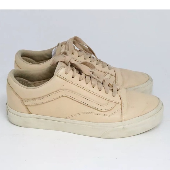 Vans Shoes Women 6.5 Old School Authentic Leather Lace Up Casual Beige Pink - Picture 1 of 8